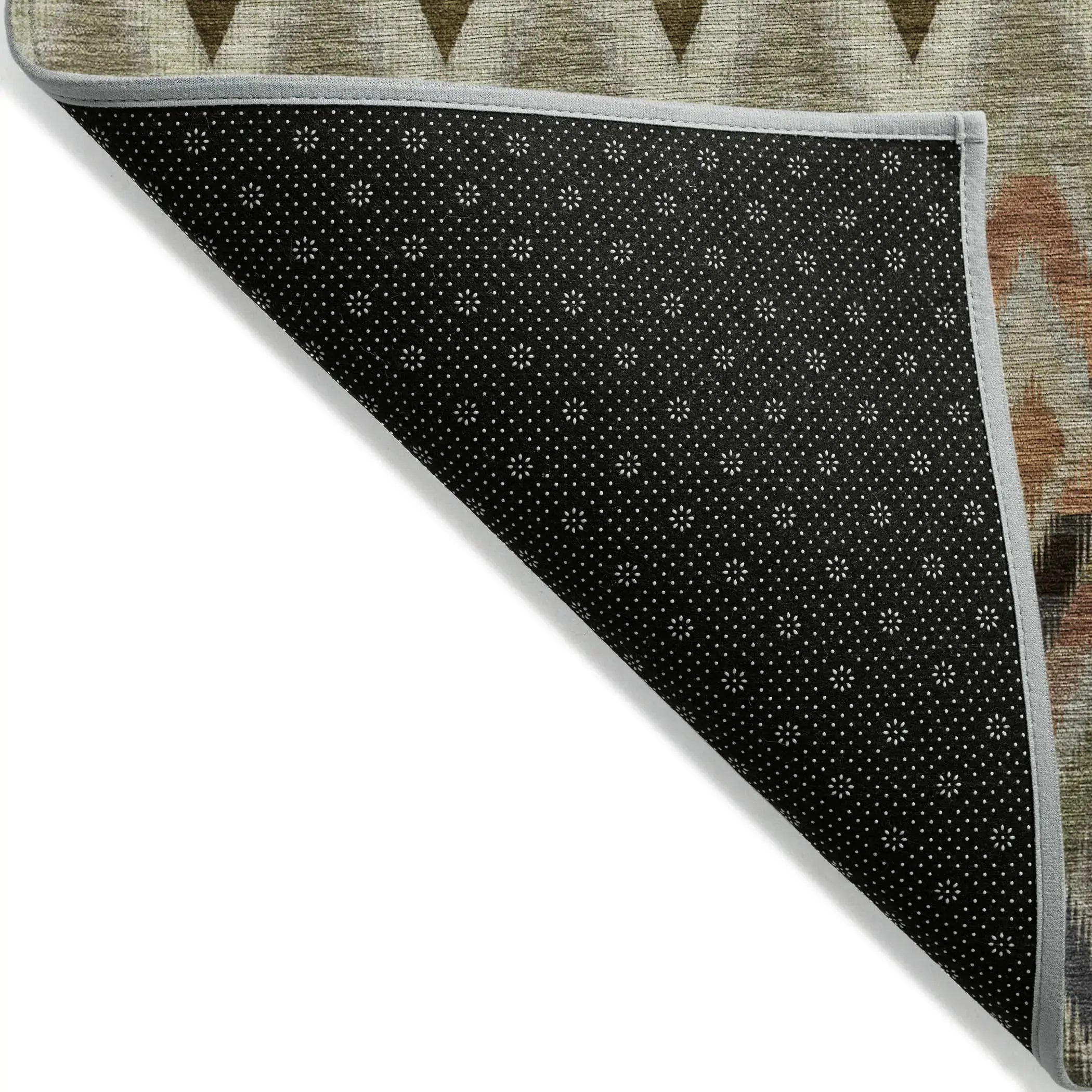 8' X 10' Taupe Olive Green And Beige Southwestern Washable Indoor Outdoor Area Rug Homeroots Outdoor