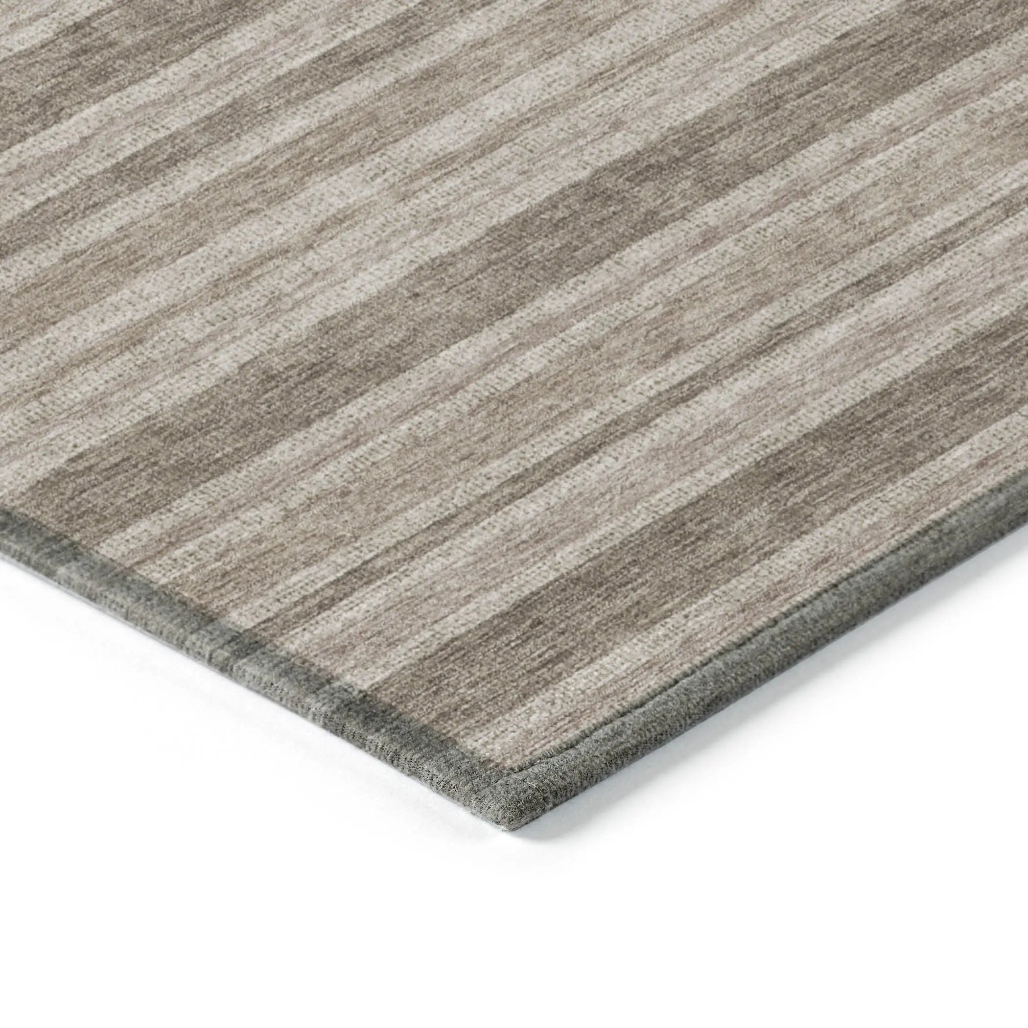 8' X 10' Taupe Striped Washable Indoor Outdoor Area Rug Homeroots Outdoor