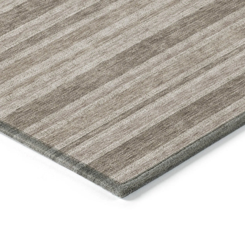 8' X 10' Taupe Striped Washable Indoor Outdoor Area Rug Homeroots Outdoor