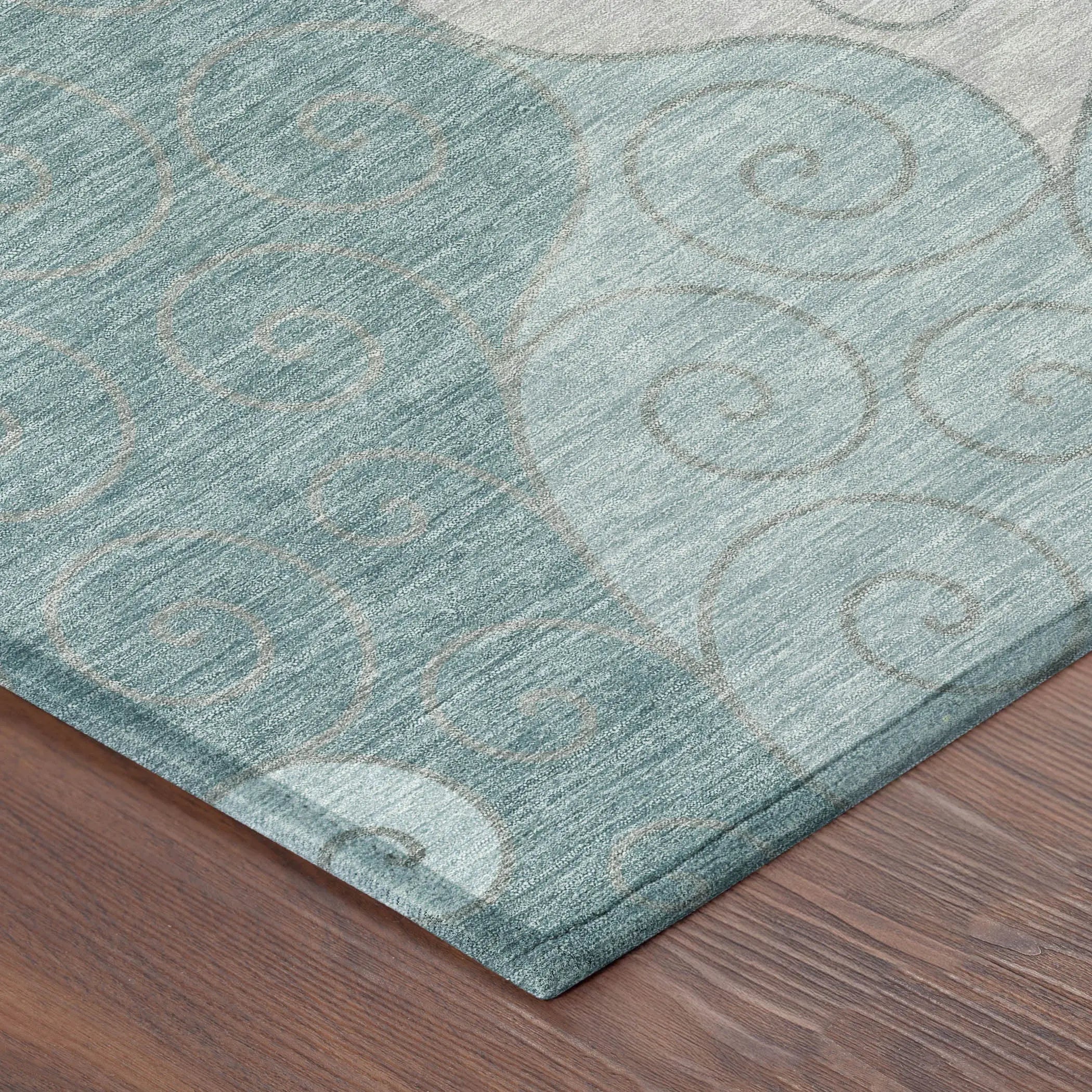 8' X 10' Teal Blue And Aqua Abstract Washable Indoor Outdoor Area Rug Homeroots Outdoor