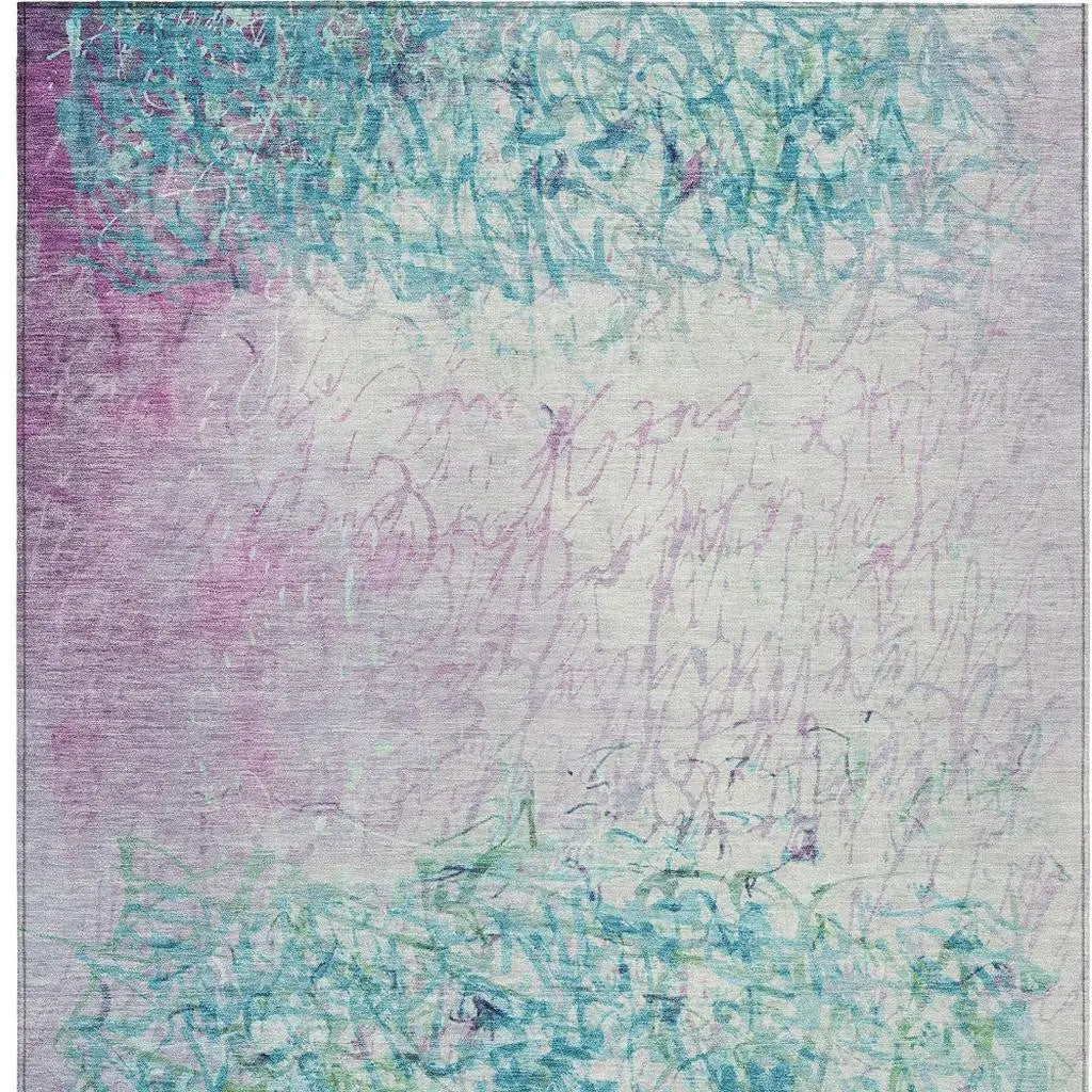 8' X 10' Teal Blue And Aqua Abstract Washable Indoor Outdoor Area Rug Homeroots Outdoor
