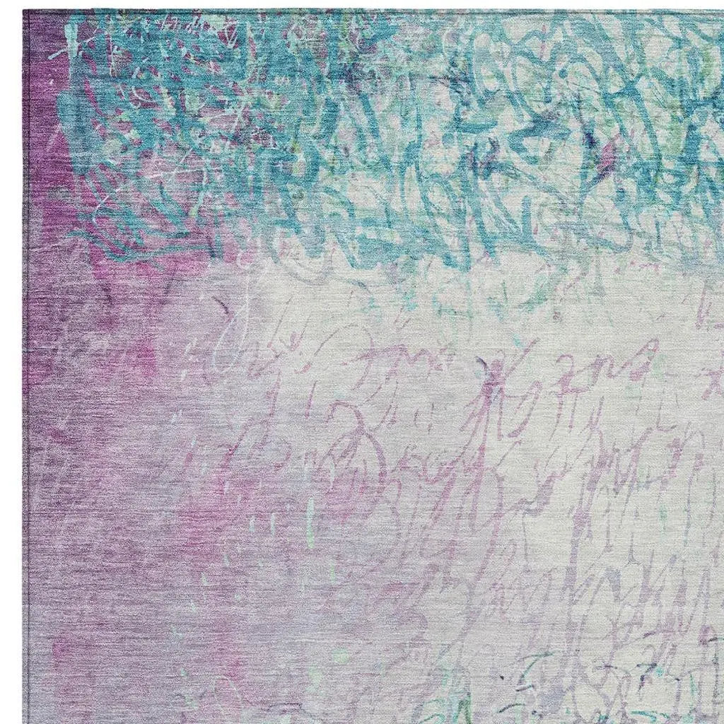 8' X 10' Teal Blue And Aqua Abstract Washable Indoor Outdoor Area Rug Homeroots Outdoor