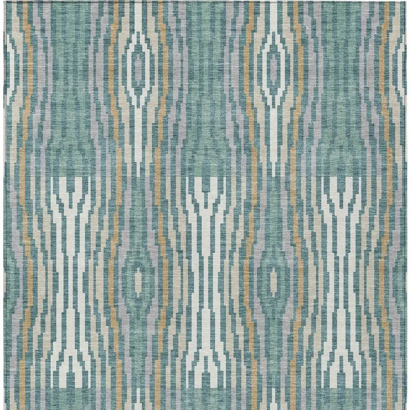 8' X 10' Teal Blue And Aqua Abstract Washable Indoor Outdoor Area Rug Homeroots Outdoor