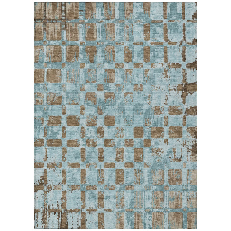 8' X 10' Teal Blue And Aqua Abstract Washable Indoor Outdoor Area Rug Homeroots Outdoor