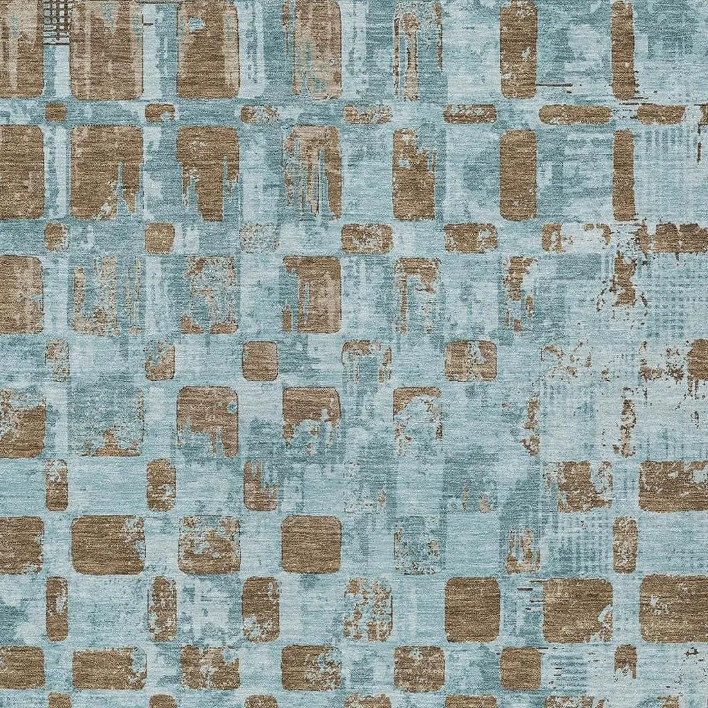 8' X 10' Teal Blue And Aqua Abstract Washable Indoor Outdoor Area Rug Homeroots Outdoor