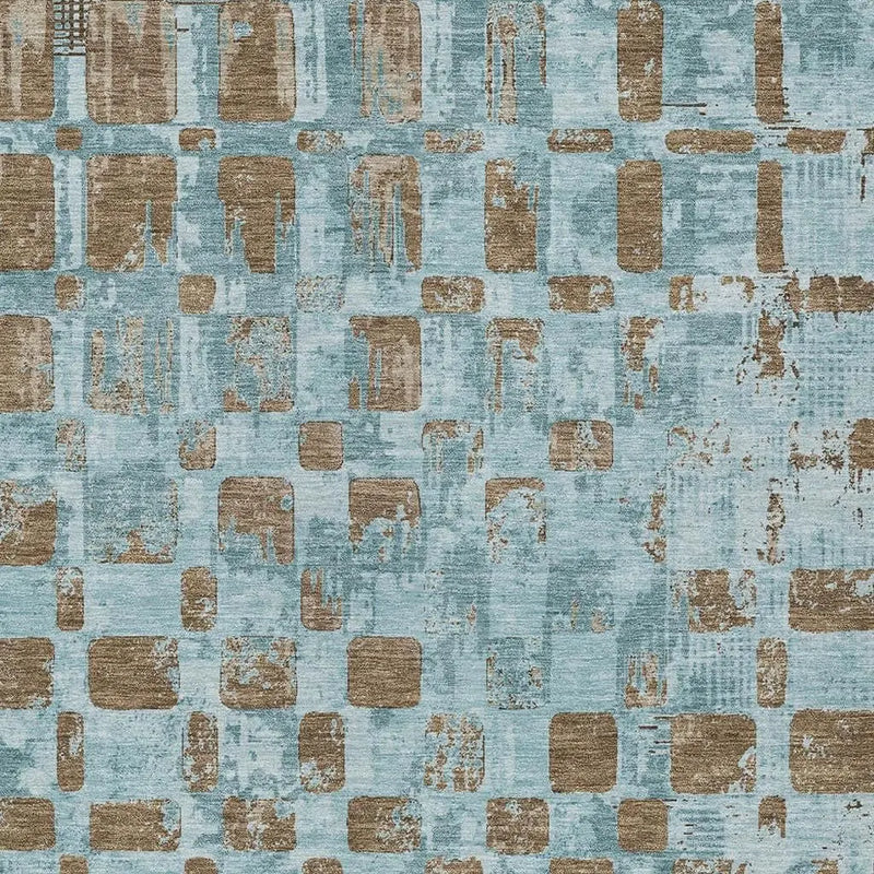 8' X 10' Teal Blue And Aqua Abstract Washable Indoor Outdoor Area Rug Homeroots Outdoor