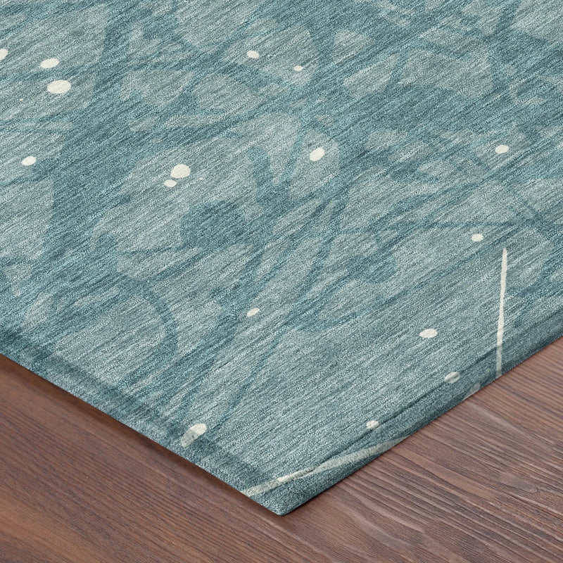 8' X 10' Teal Blue And Aqua Abstract Washable Indoor Outdoor Area Rug Homeroots Outdoor