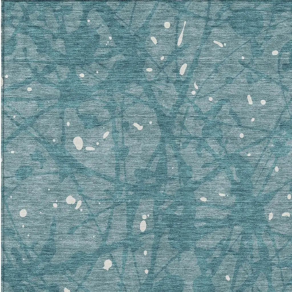 8' X 10' Teal Blue And Aqua Abstract Washable Indoor Outdoor Area Rug Homeroots Outdoor