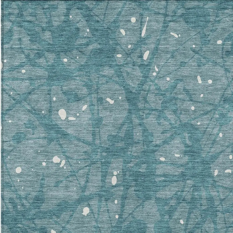 8' X 10' Teal Blue And Aqua Abstract Washable Indoor Outdoor Area Rug Homeroots Outdoor