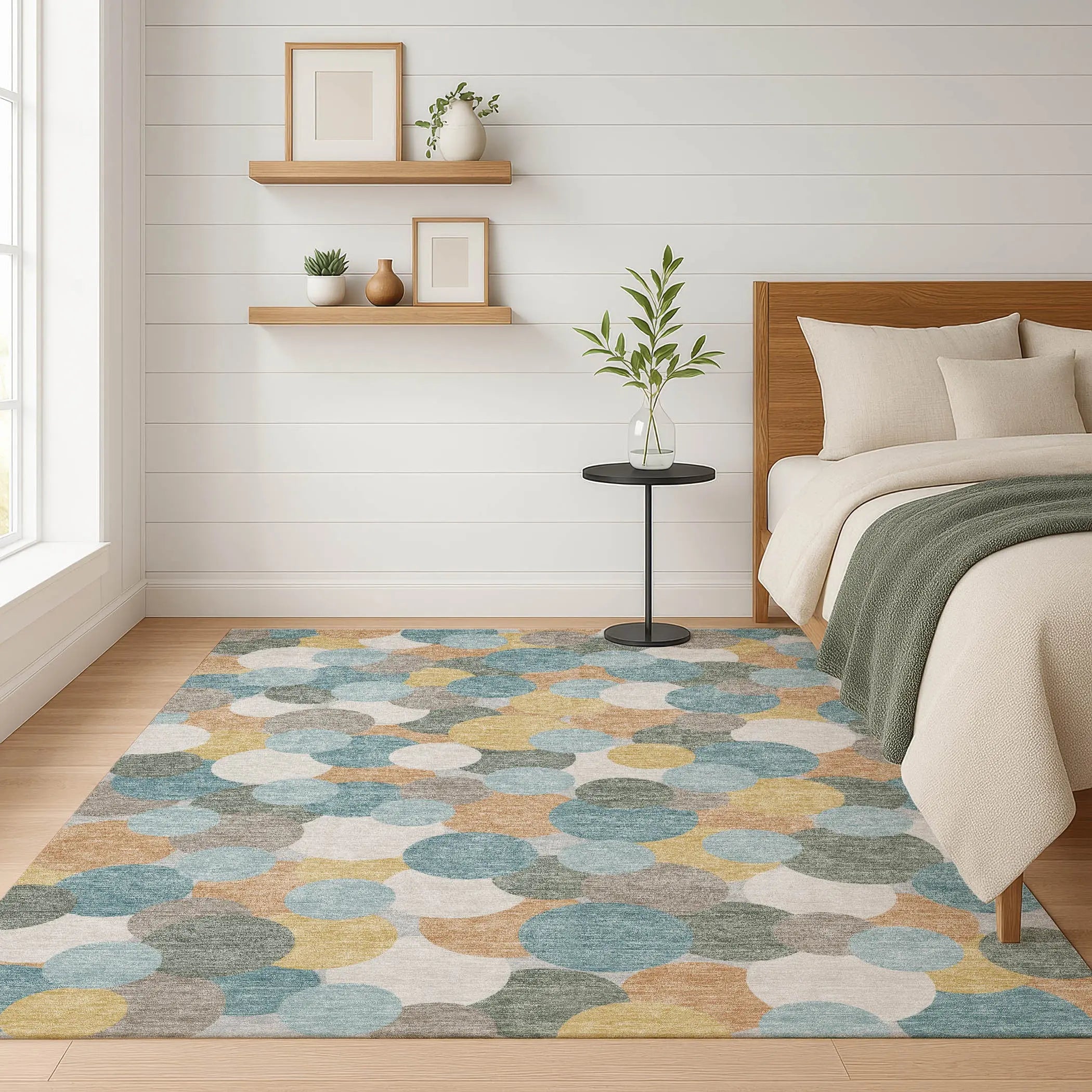 8' X 10' Teal Blue And Aqua Geometric Washable Indoor Outdoor Area Rug Homeroots Outdoor