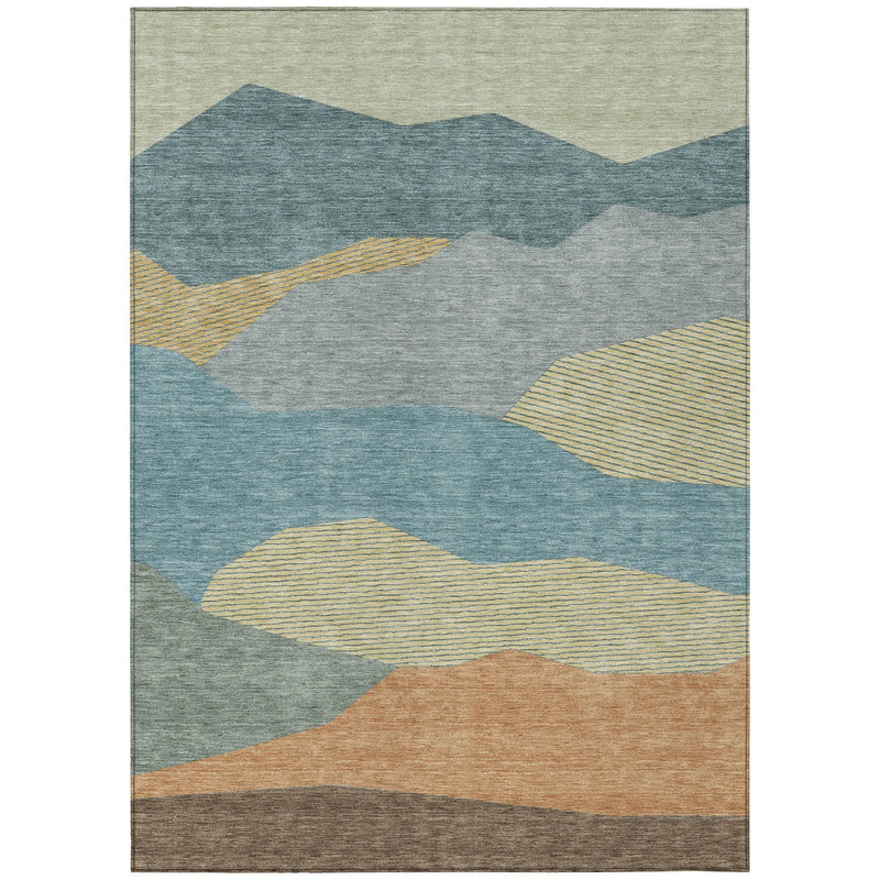 8' X 10' Teal Blue And Aqua Geometric Washable Indoor Outdoor Area Rug Homeroots Outdoor