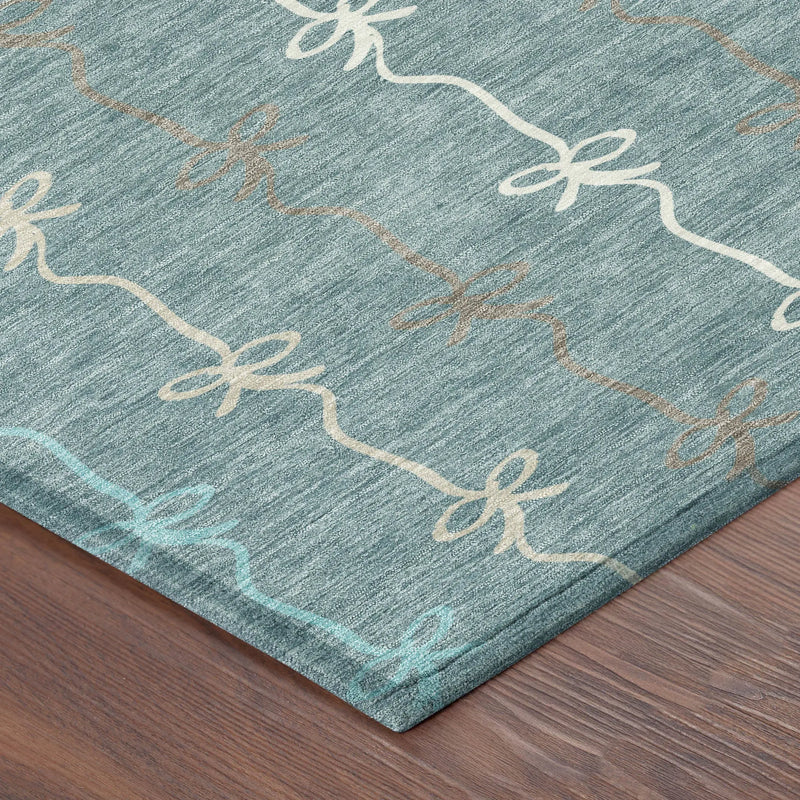 8' X 10' Teal Blue And Aqua Southwestern Washable Indoor Outdoor Area Rug Homeroots Outdoor