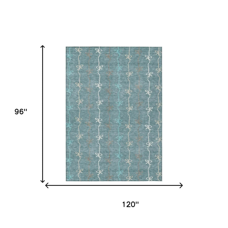 8' X 10' Teal Blue And Aqua Southwestern Washable Indoor Outdoor Area Rug Homeroots Outdoor
