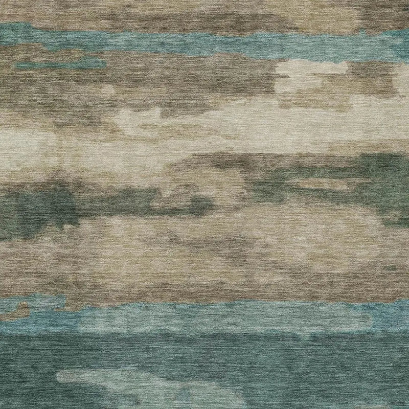 8' X 10' Teal Blue And Beige Abstract Washable Indoor Outdoor Area Rug Homeroots Outdoor