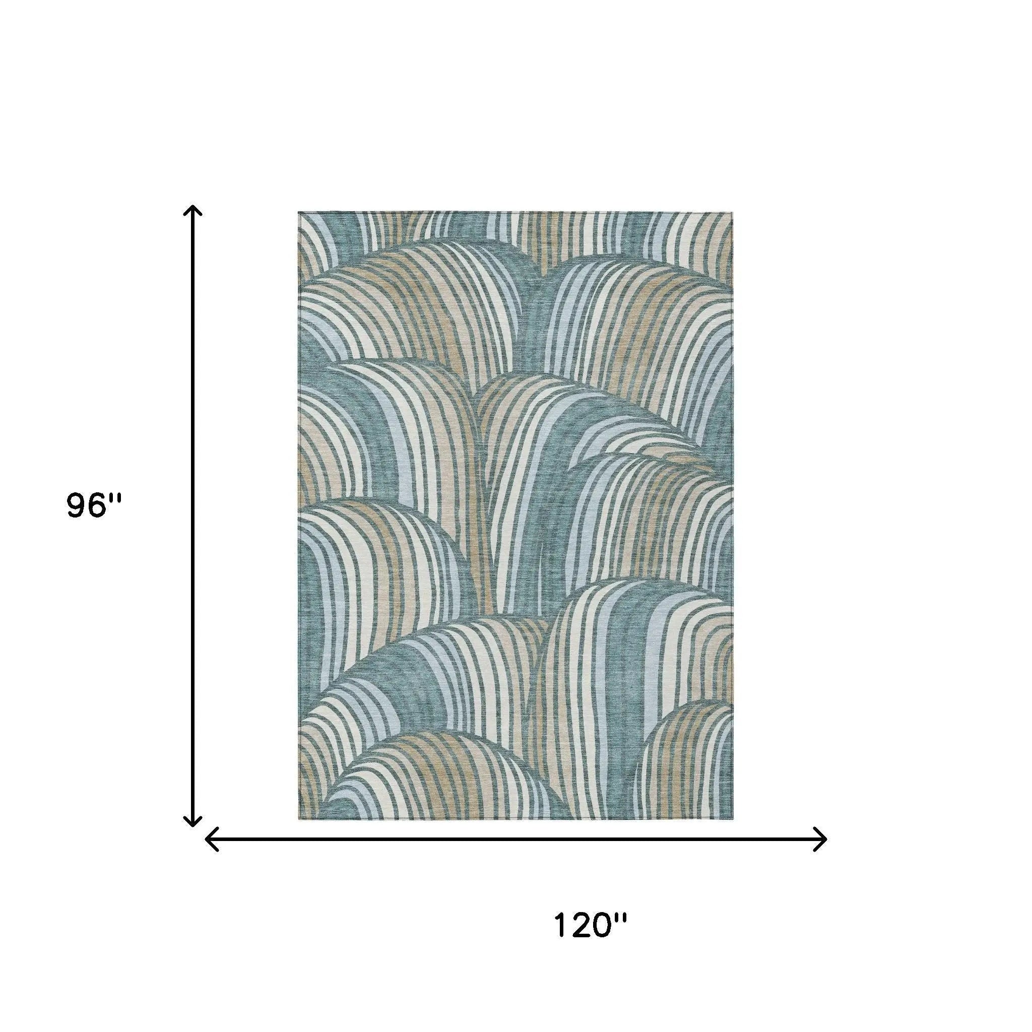 8' X 10' Teal Blue And Beige Abstract Washable Indoor Outdoor Area Rug Homeroots Outdoor