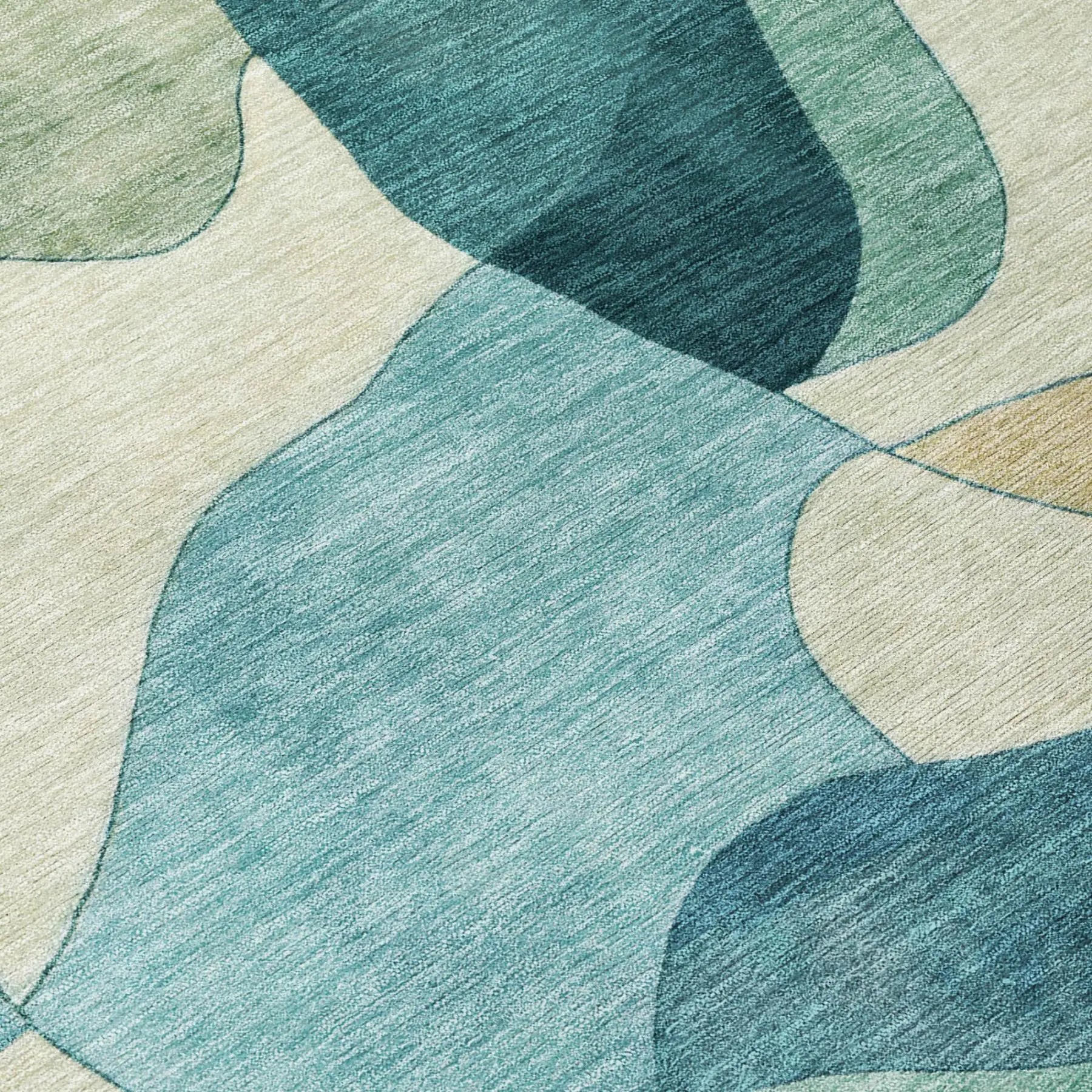 8' X 10' Teal Blue And Beige Abstract Washable Indoor Outdoor Area Rug Homeroots Outdoor