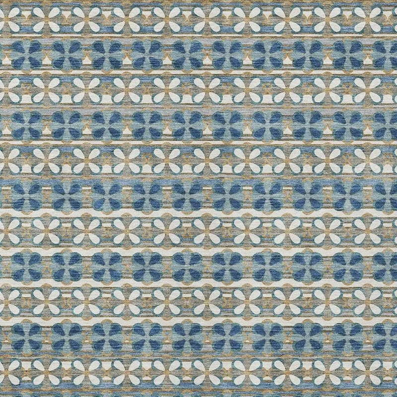8' X 10' Teal Blue And Black Striped Washable Indoor Outdoor Area Rug Homeroots Outdoor