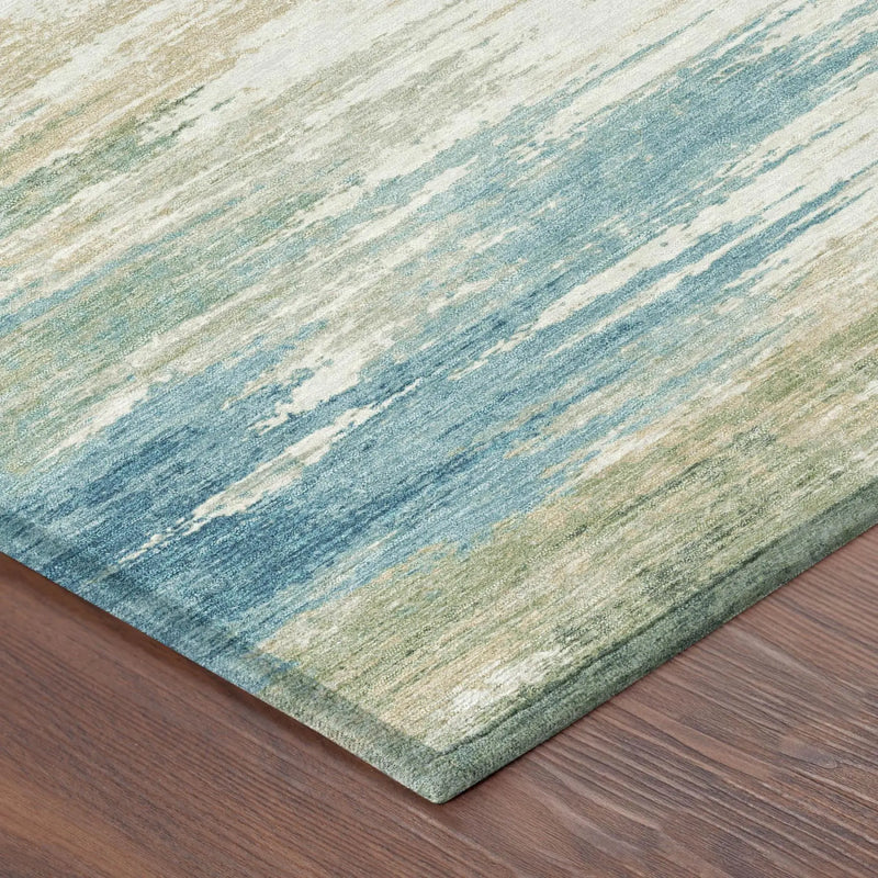 8' X 10' Teal Blue And Blue Abstract Washable Indoor Outdoor Area Rug Homeroots Outdoor