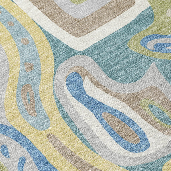 8' X 10' Teal Blue And Blue Abstract Washable Indoor Outdoor Area Rug Homeroots Outdoor