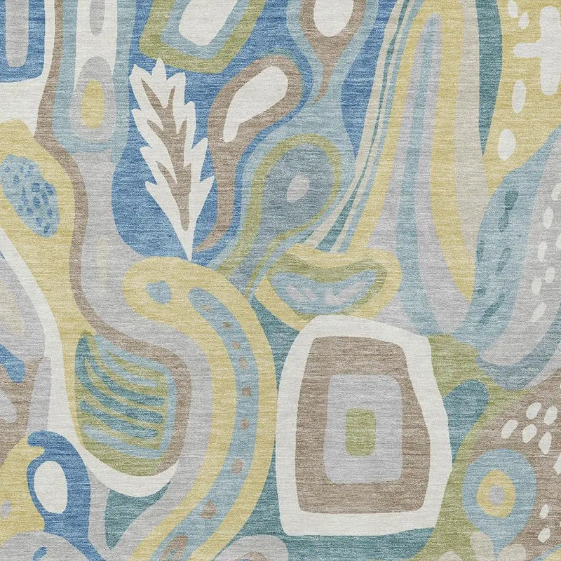 8' X 10' Teal Blue And Blue Abstract Washable Indoor Outdoor Area Rug Homeroots Outdoor