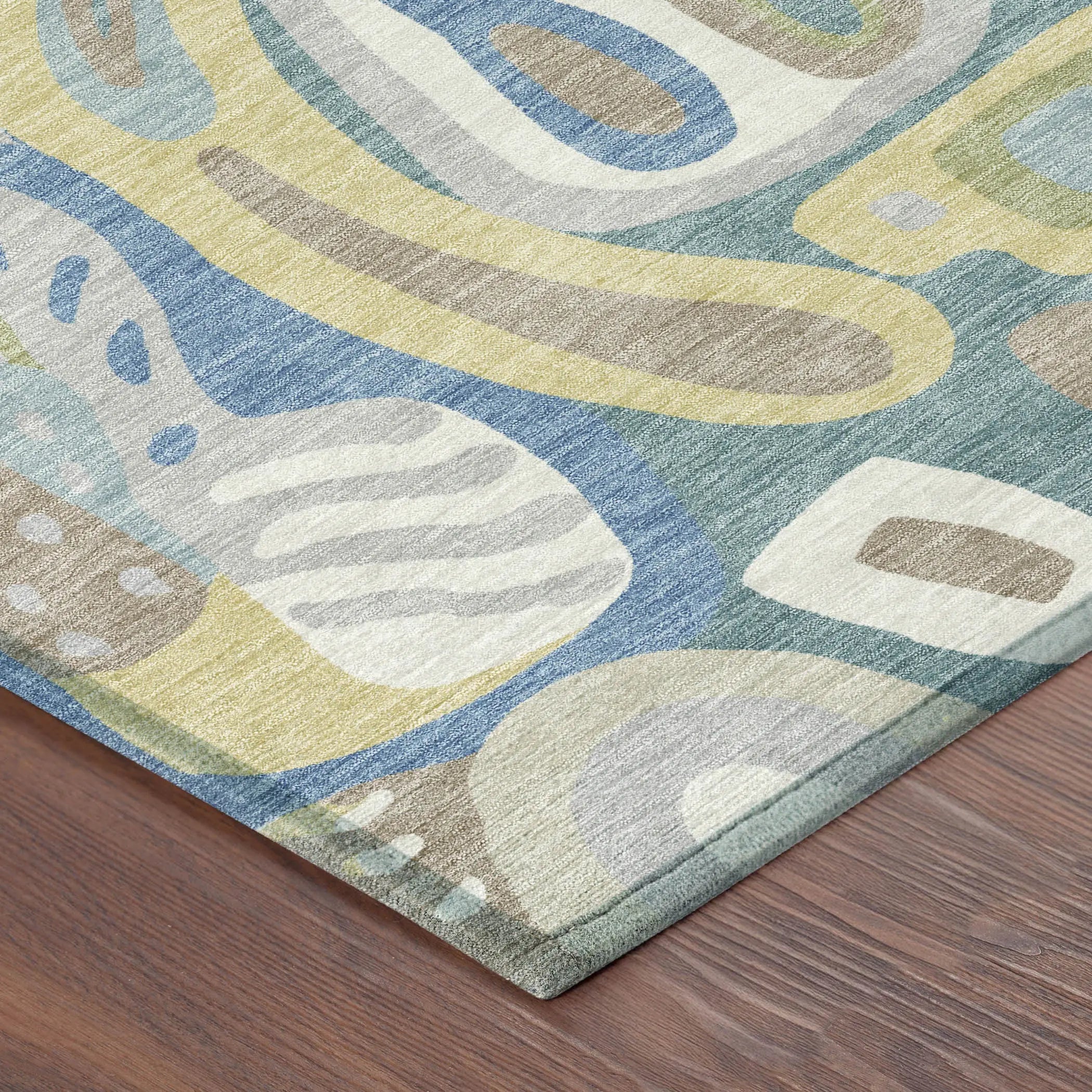 8' X 10' Teal Blue And Blue Abstract Washable Indoor Outdoor Area Rug Homeroots Outdoor