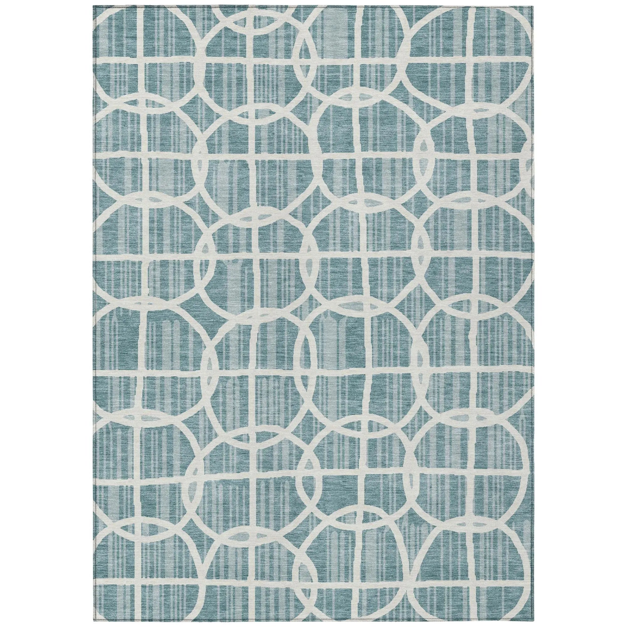 8' X 10' Teal Blue And Blue Geometric Washable Indoor Outdoor Area Rug Homeroots Outdoor