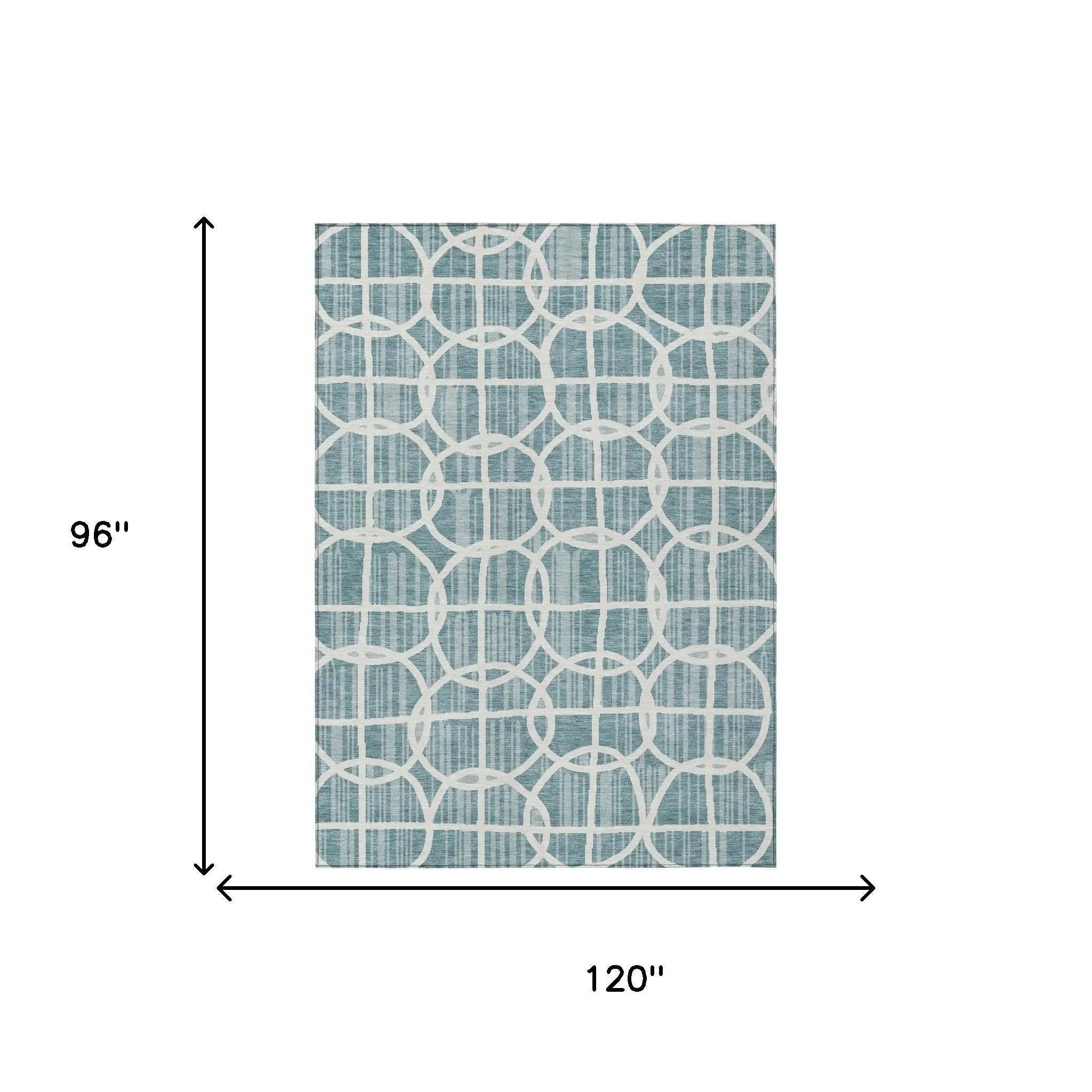8' X 10' Teal Blue And Blue Geometric Washable Indoor Outdoor Area Rug Homeroots Outdoor