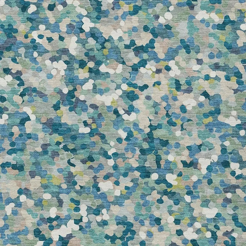 8' X 10' Teal Blue And Blue Geometric Washable Indoor Outdoor Area Rug Homeroots Outdoor