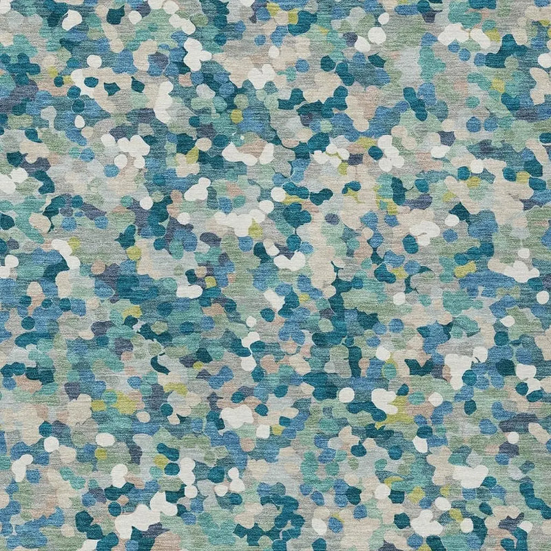 8' X 10' Teal Blue And Blue Geometric Washable Indoor Outdoor Area Rug Homeroots Outdoor