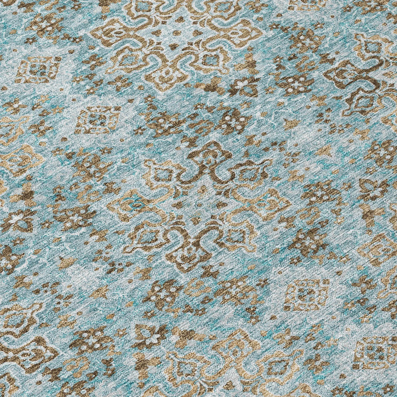 8' X 10' Teal Blue And Blue Oriental Washable Indoor Outdoor Area Rug Homeroots Outdoor