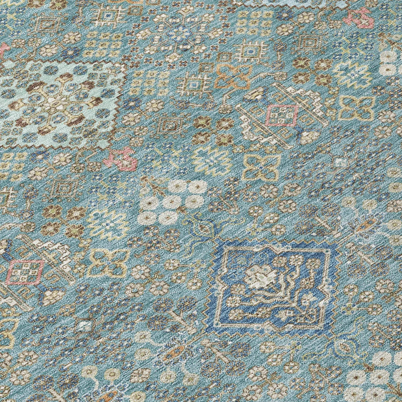 8' X 10' Teal Blue And Blue Oriental Washable Indoor Outdoor Area Rug Homeroots Outdoor