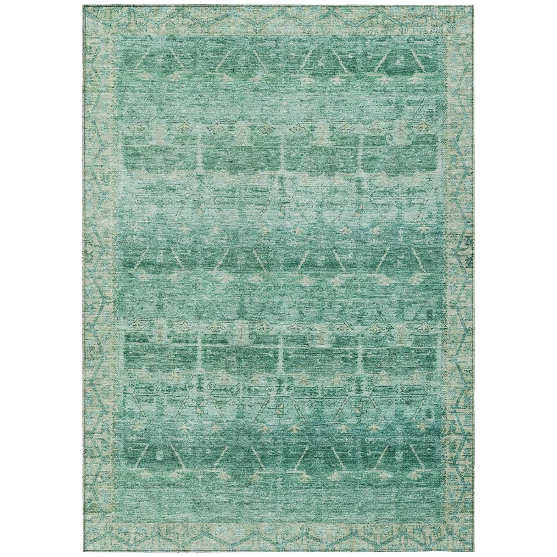 8' X 10' Teal Blue And Blue Tribal Washable Indoor Outdoor Area Rug Homeroots Outdoor