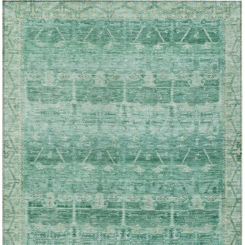 8' X 10' Teal Blue And Blue Tribal Washable Indoor Outdoor Area Rug Homeroots Outdoor