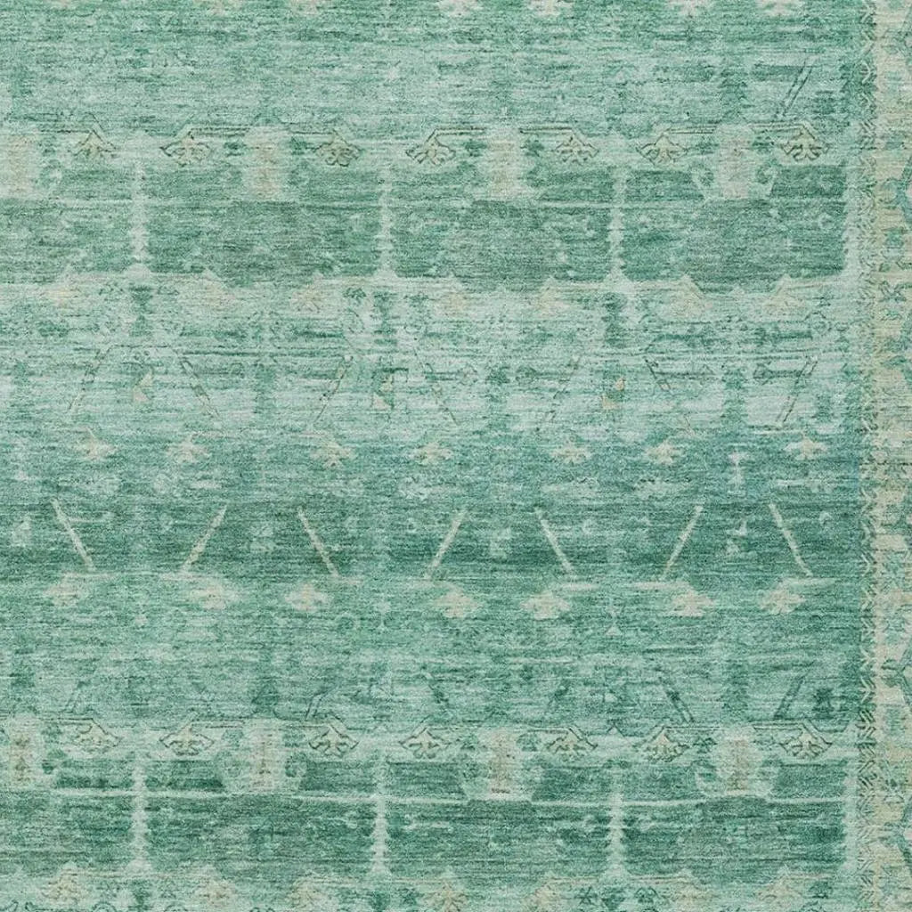 8' X 10' Teal Blue And Blue Tribal Washable Indoor Outdoor Area Rug Homeroots Outdoor