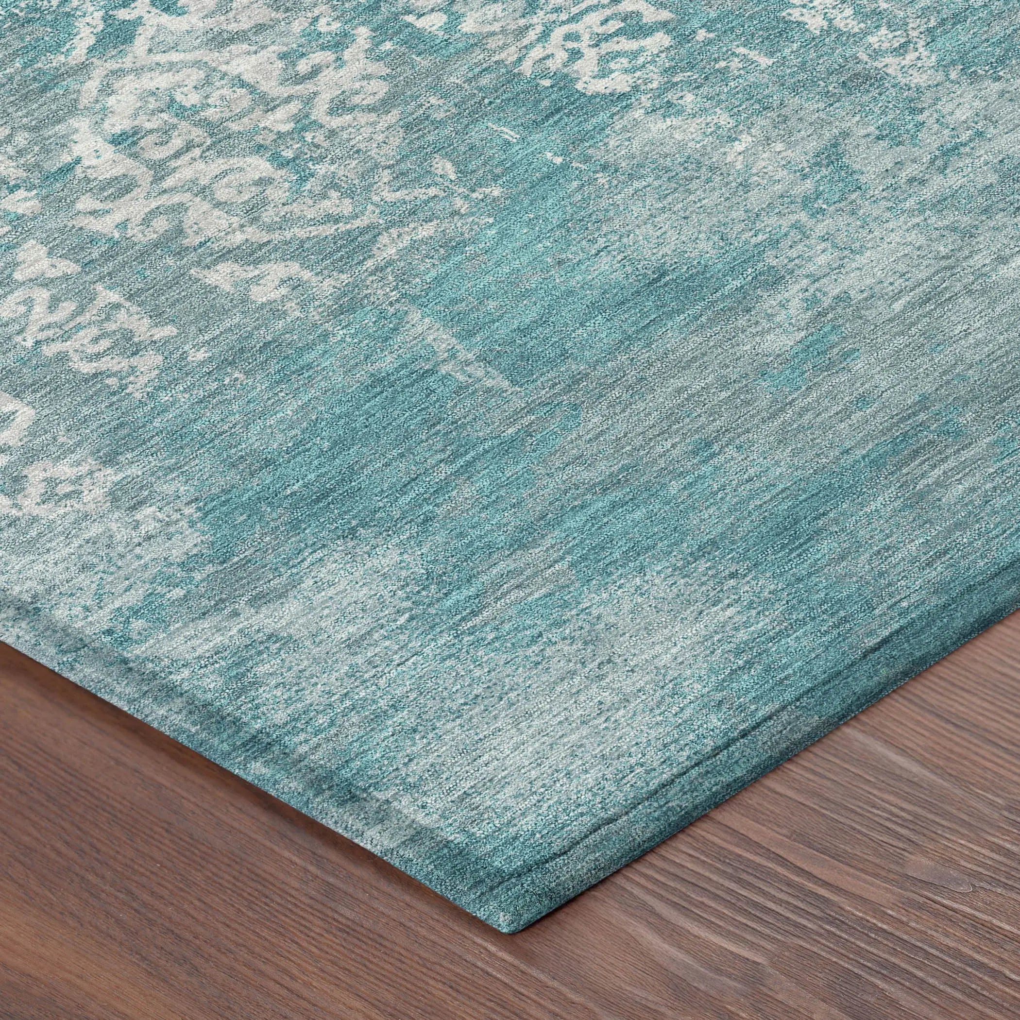 8' X 10' Teal Blue And Brown Oriental Washable Indoor Outdoor Area Rug Homeroots Outdoor