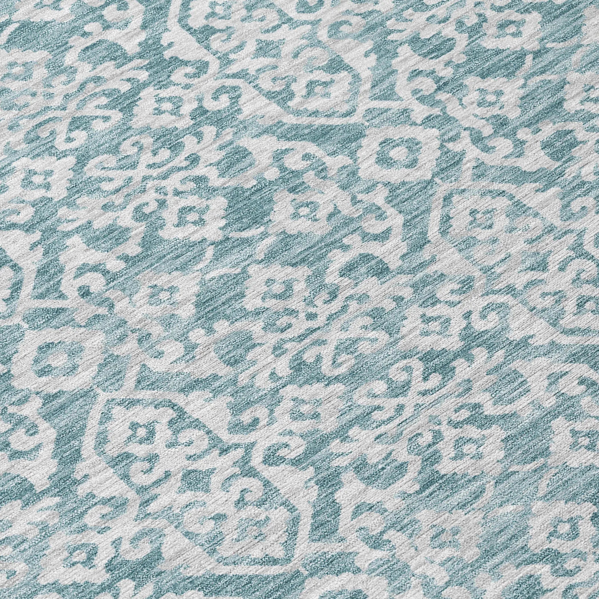 8' X 10' Teal Blue And Brown Oriental Washable Indoor Outdoor Area Rug Homeroots Outdoor