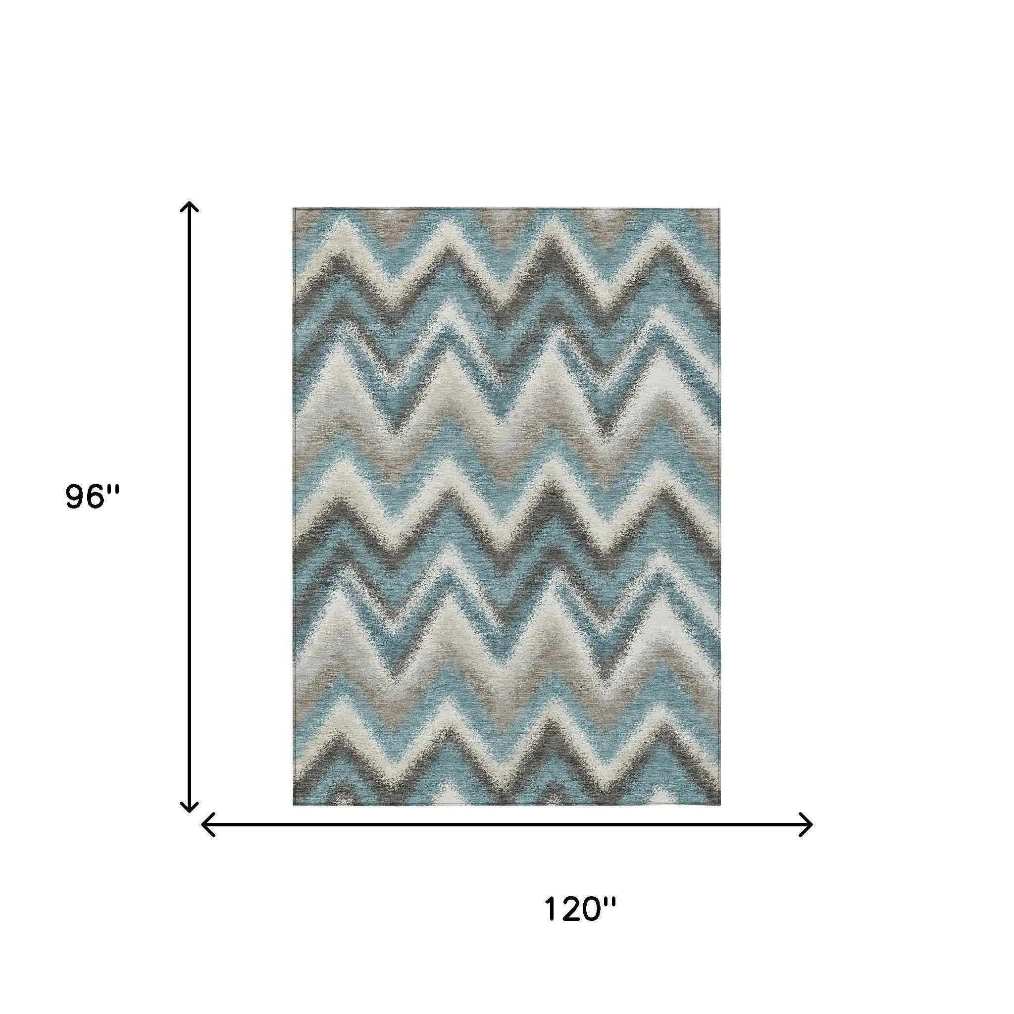 8' X 10' Teal Blue And Charcoal Geometric Washable Indoor Outdoor Area Rug Homeroots Outdoor