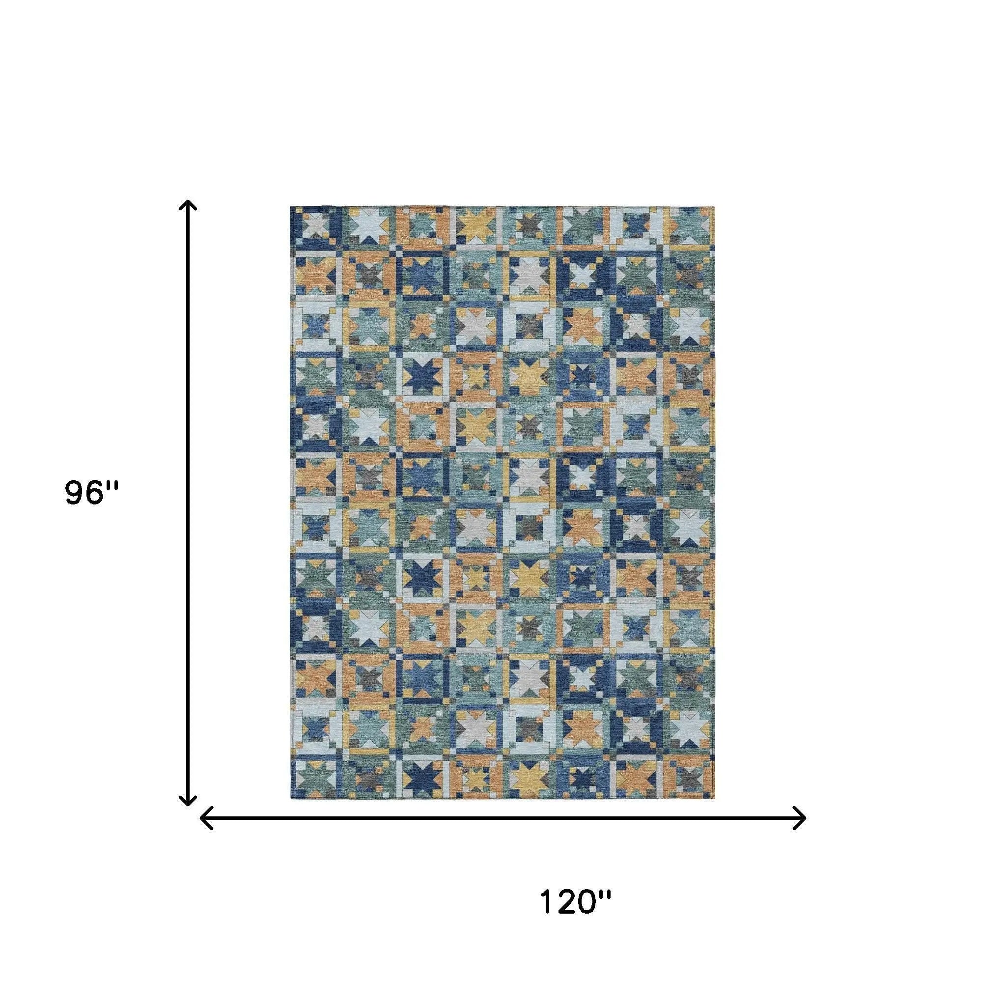 8' X 10' Teal Blue And Copper Patchwork Washable Indoor Outdoor Area Rug Homeroots Outdoor