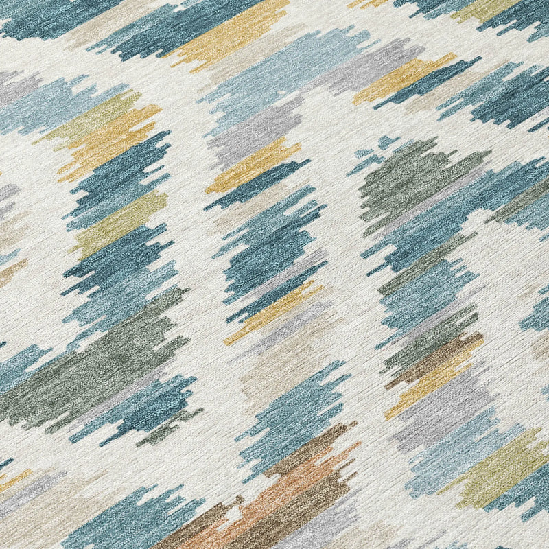 8' X 10' Teal Blue And Copper Tribal Washable Indoor Outdoor Area Rug Homeroots Outdoor
