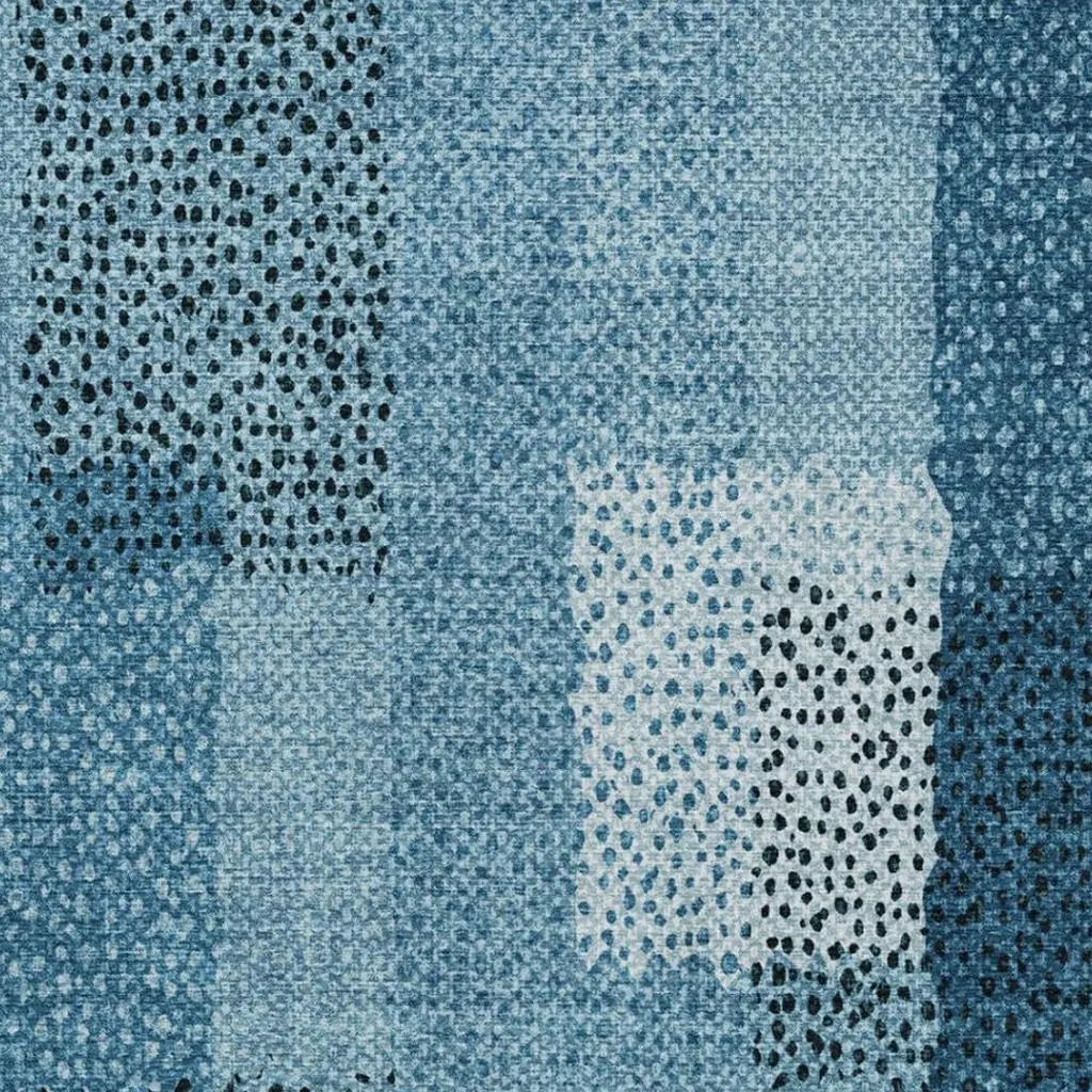 8' X 10' Teal Blue And Denim Blue Abstract Washable Indoor Outdoor Area Rug Homeroots Outdoor