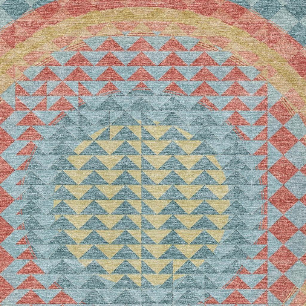 8' X 10' Teal Blue And Granite Gray Geometric Washable Indoor Outdoor Area Rug Homeroots Outdoor