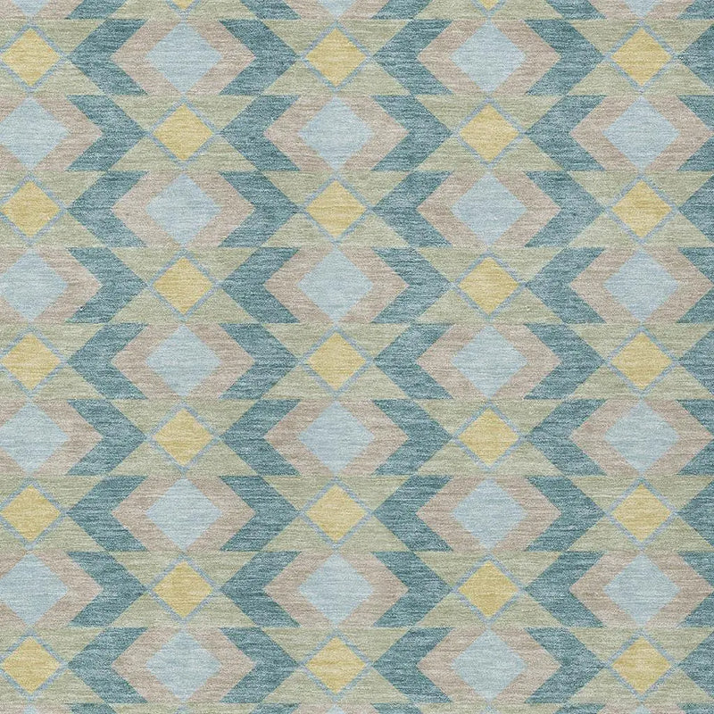 8' X 10' Teal Blue And Graphite Geometric Washable Indoor Outdoor Area Rug Homeroots Outdoor