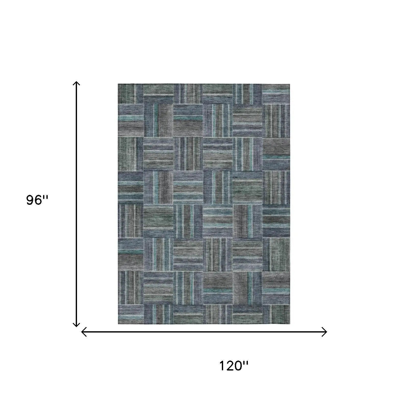 8' X 10' Teal Blue And Graphite Geometric Washable Indoor Outdoor Area Rug Homeroots Outdoor