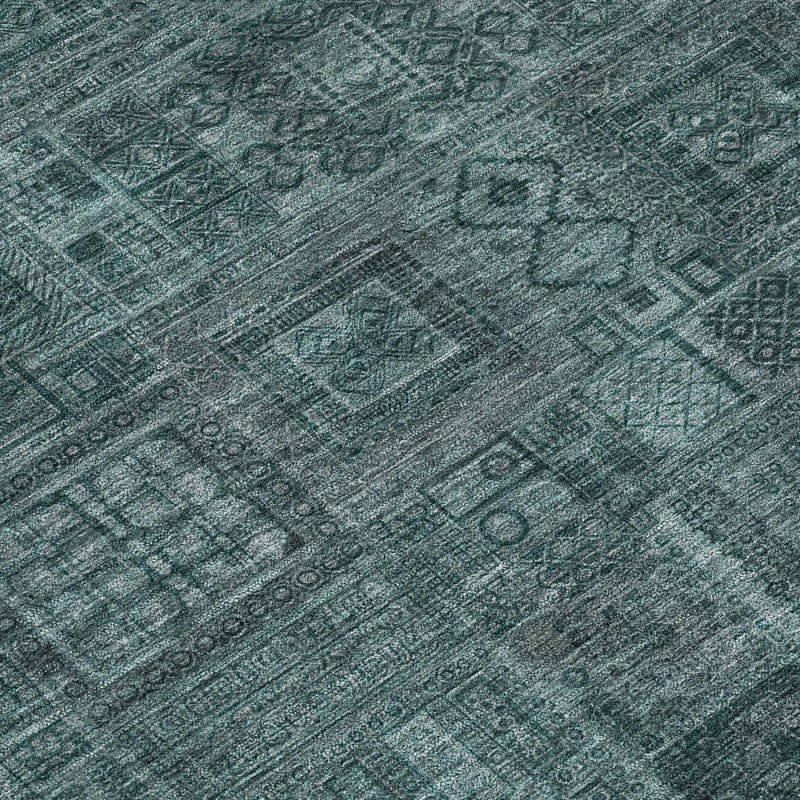 8' X 10' Teal Blue And Graphite Oriental Washable Indoor Outdoor Area Rug Homeroots Outdoor