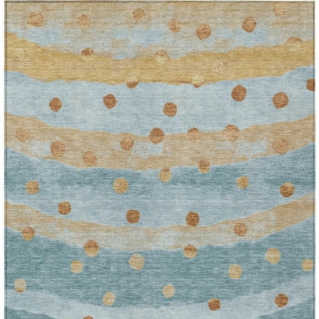 8' X 10' Teal Blue And Graphite Striped Washable Indoor Outdoor Area Rug Homeroots Outdoor