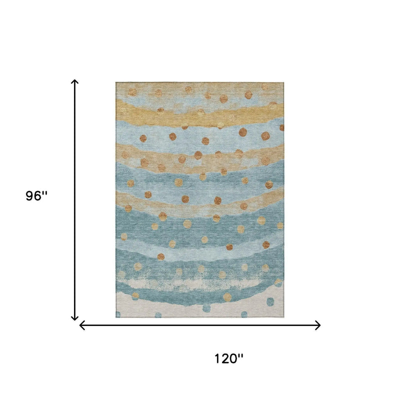 8' X 10' Teal Blue And Graphite Striped Washable Indoor Outdoor Area Rug Homeroots Outdoor