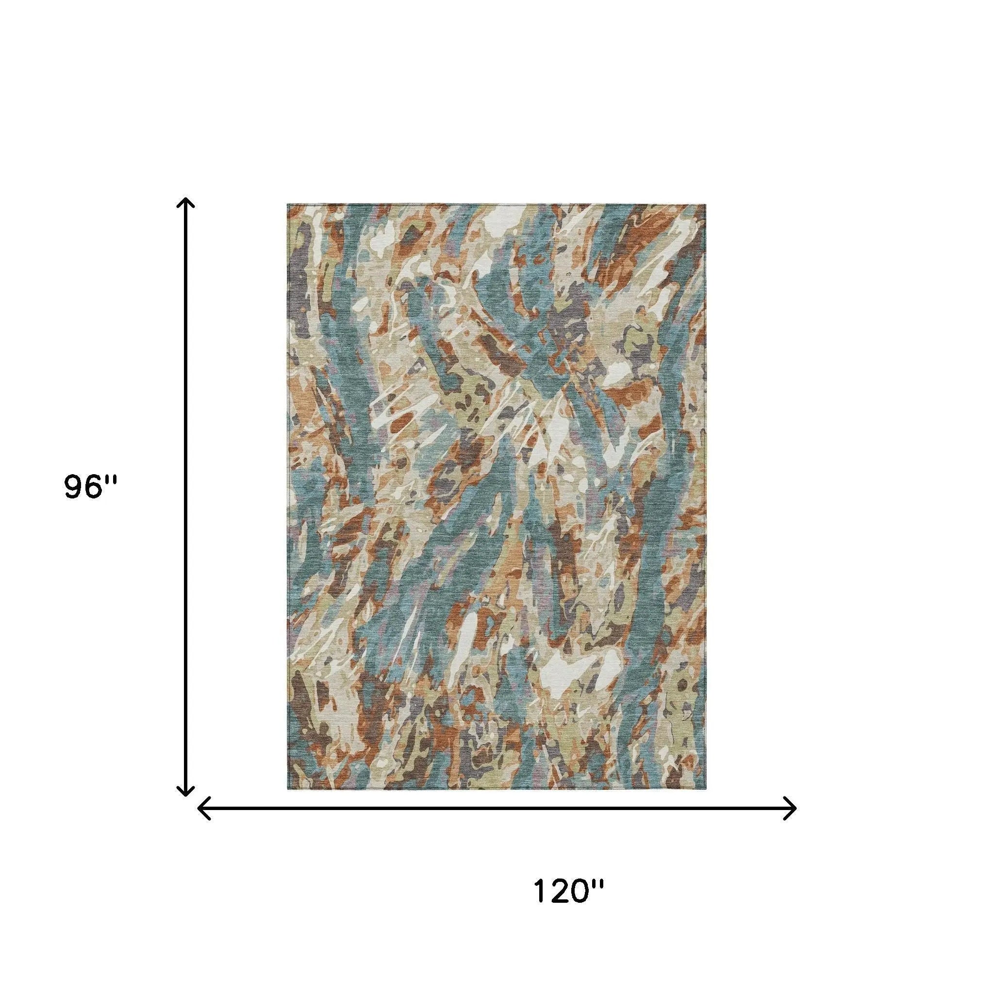 8' X 10' Teal Blue And Gray Abstract Washable Indoor Outdoor Area Rug Homeroots Outdoor