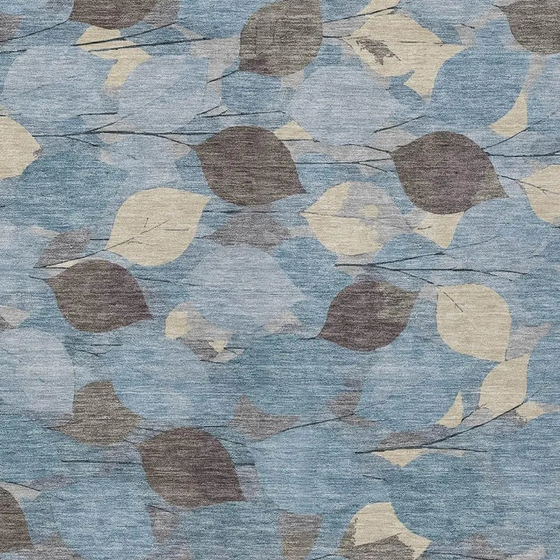 8' X 10' Teal Blue And Gray Floral Washable Indoor Outdoor Area Rug Homeroots Outdoor