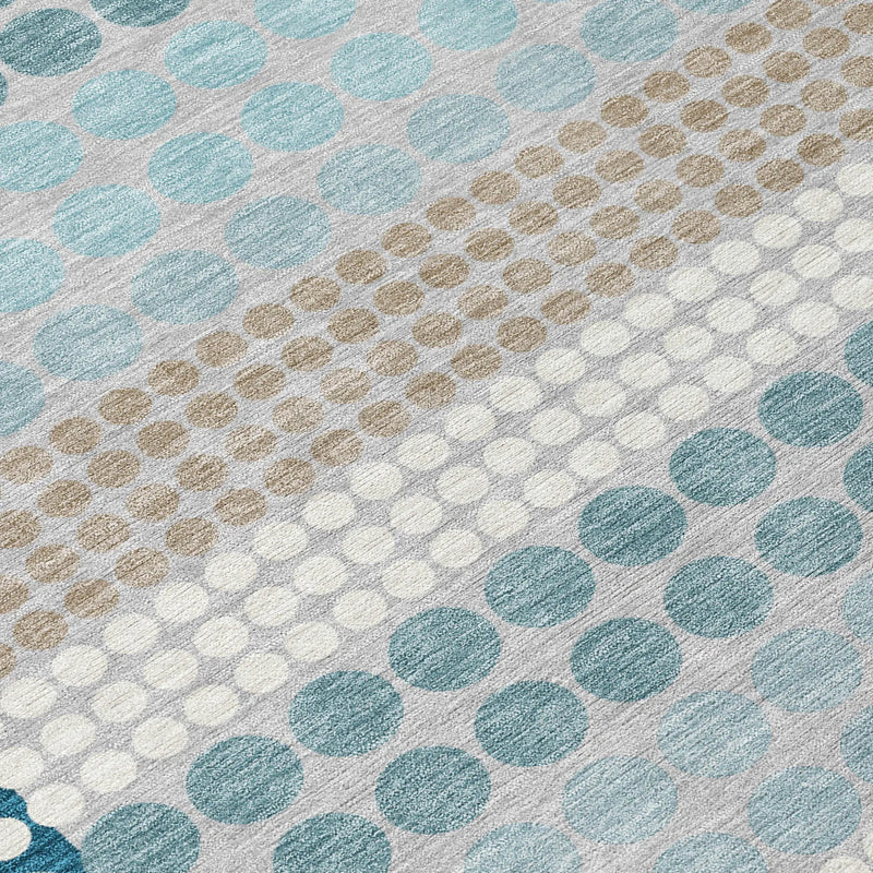 8' X 10' Teal Blue And Gray Geometric Washable Indoor Outdoor Area Rug Homeroots Outdoor