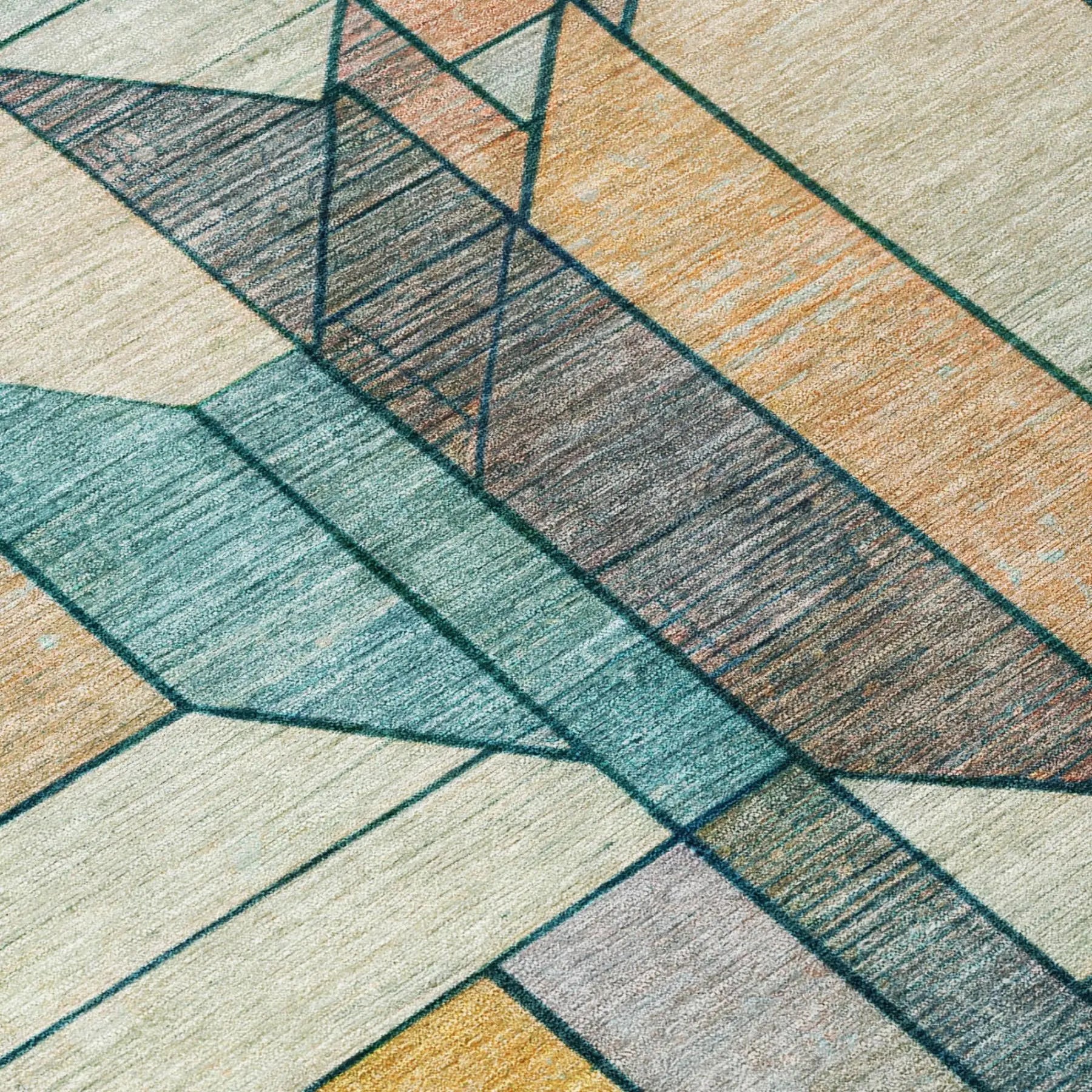 8' X 10' Teal Blue And Gray Geometric Washable Indoor Outdoor Area Rug Homeroots Outdoor